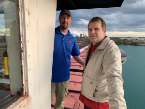 On October, 22, Commissioner Sola toured the MV BURNS HARBOR with Captain Terry Heyns, Chief Engineer Kevin Olson and Jim Weakley of the Lake Carriers Association.