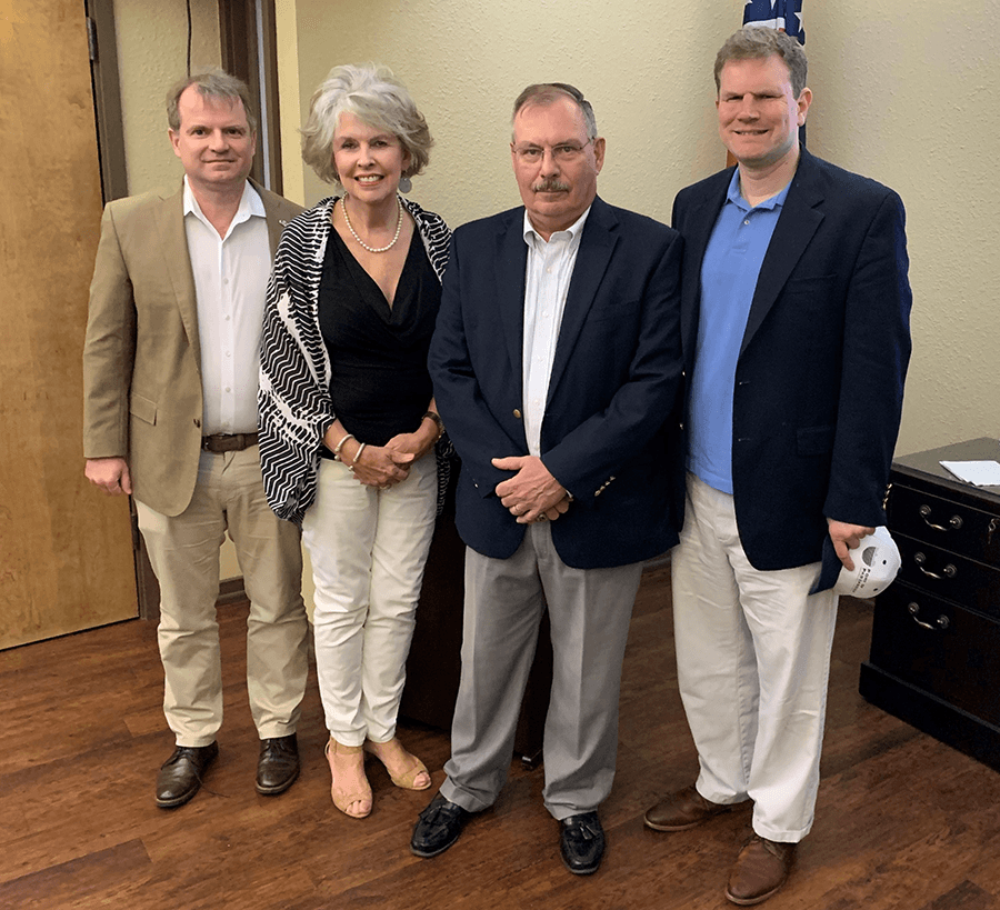 Pictured (left to right): Commissioner Louis E. Sola; Port of Pascagoula Government Affairs & PR Manager Betty Ann C. White; Port of Pascagoula Director, Mark L. McAndrews; Commissioner Daniel B. Maffei 